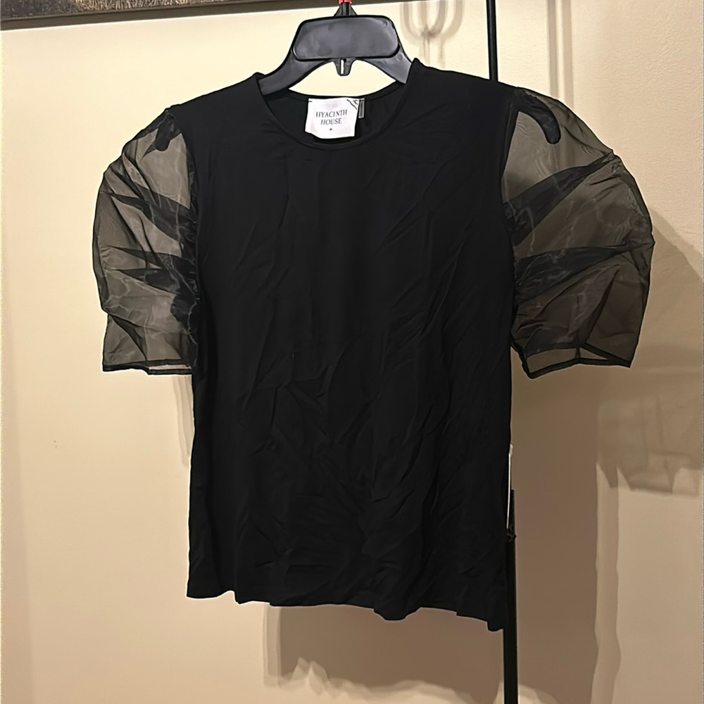 HYACINTH HOUSE
Black Tulle Sleeve Darby Blouse - Picture 6 of 11
